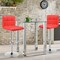 Costway Set of 2 Bar Stools Adjustable Swivel Kitchen Counter Bar Chair PU Leather Red Full Back